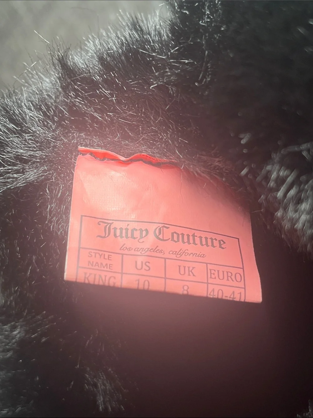 Juicy Couture Black Faux Fur Cuff Ankle Boots with Gold Logo Bows